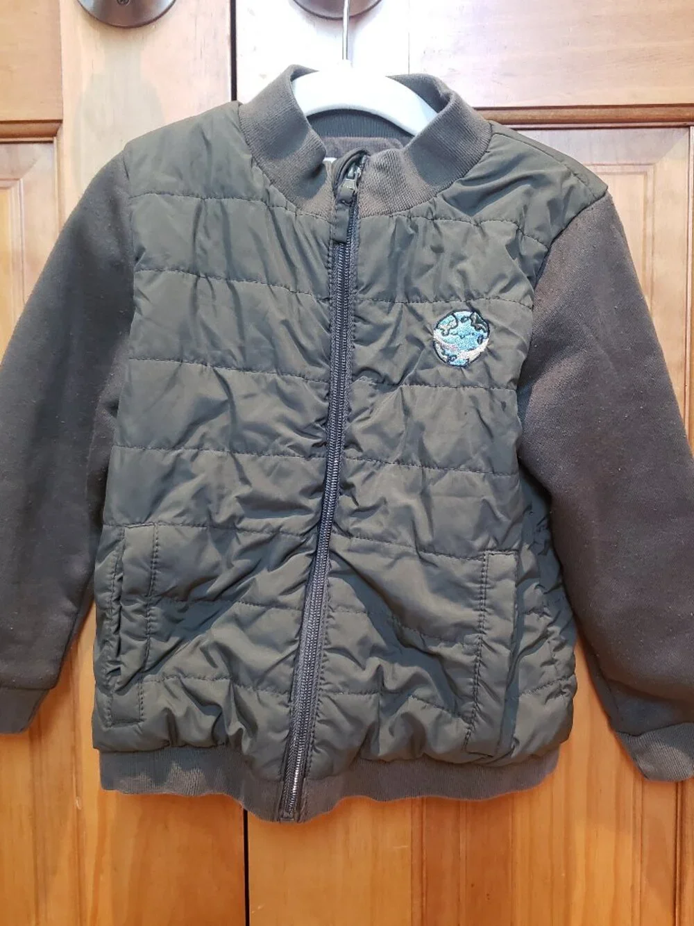An Original Penguin 4T Jacket Green embroidered quilted Fall Bomber Cozy